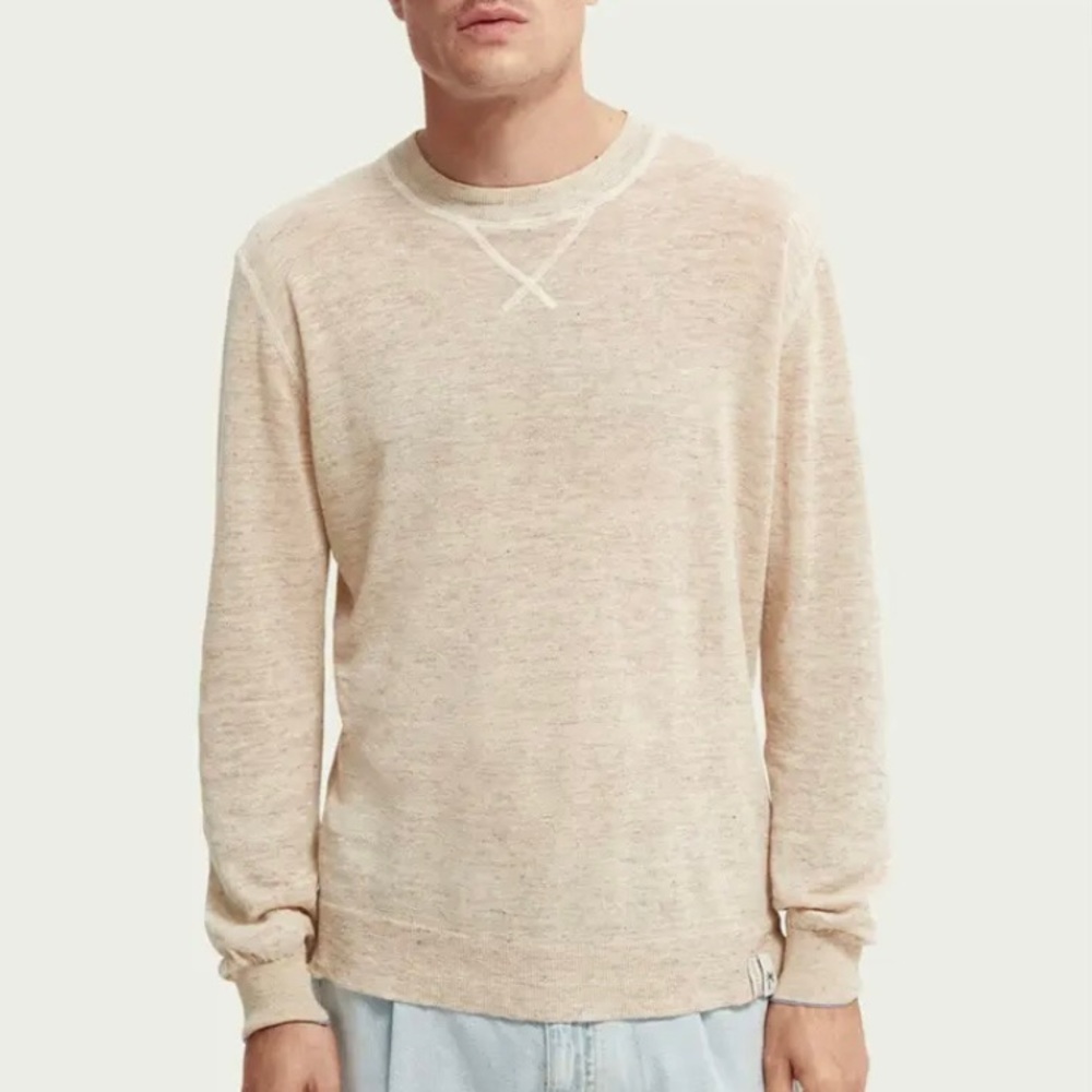 NWT Scotch & Soda Linen-Blend Beige Crewneck Sweater, size S